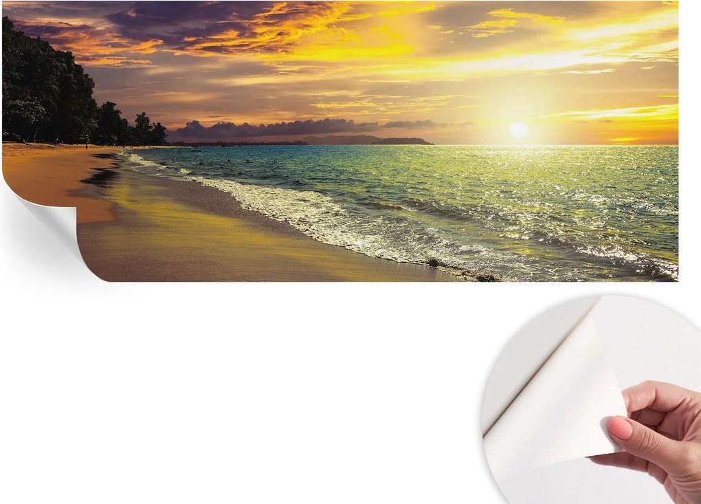 Dekoratív öntapadós fotótapéta irodába Tengerpart naplementekor 250x104 cm