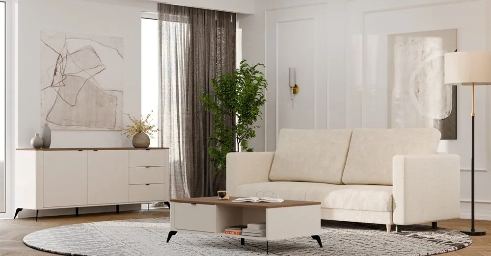 CORDOBA dohányzóasztal 110x63x11.5 cm, kasmír- tölgy- fekete