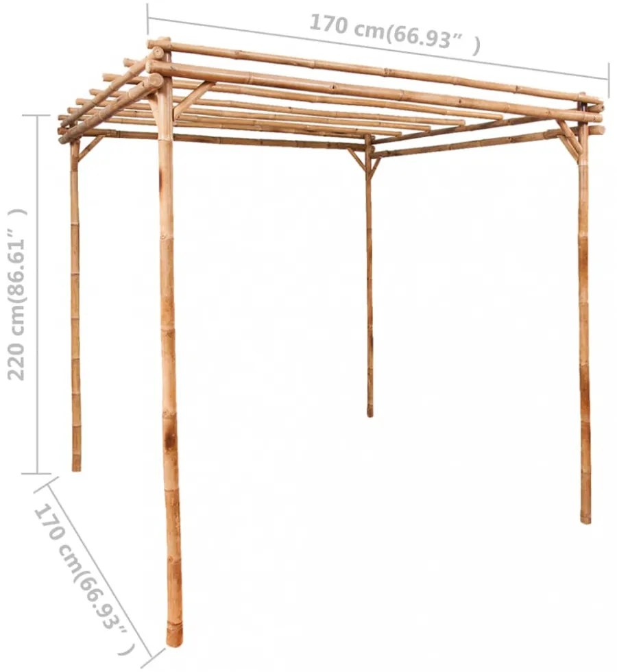 vidaXL bambuszpergola 170 x 170 x 220 cm
