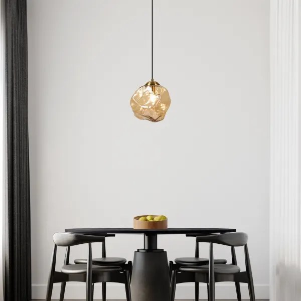 Kábeles függőlámpa CRISTAL 1xE14/15W/230V sárgaréz/füstös bézs