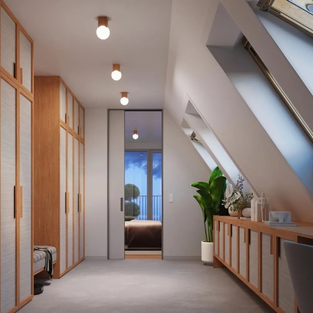 Natúr színű mennyezeti lámpa üveg búrával 12x12 cm Rayer – Sollux