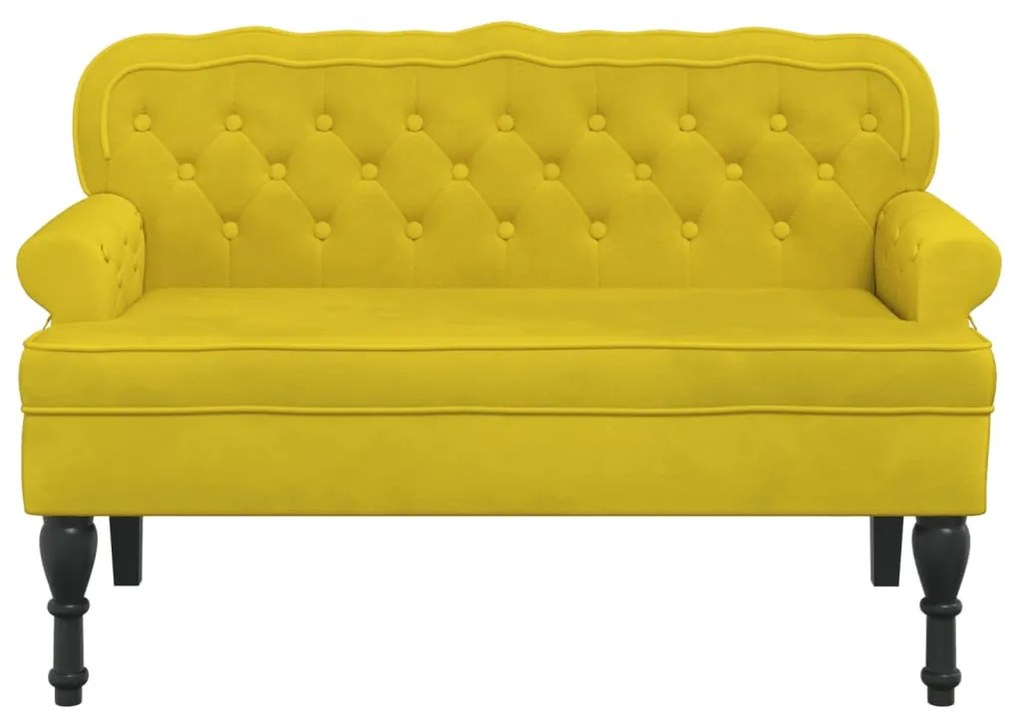 citromsárga bársonypad háttámlával 119,5 x 64,5 x 75 cm