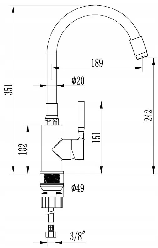 Invena Glamour, szabadon álló mosogató csaptelep rugalmas karral, fekete-arany, BZ-02-L17-V