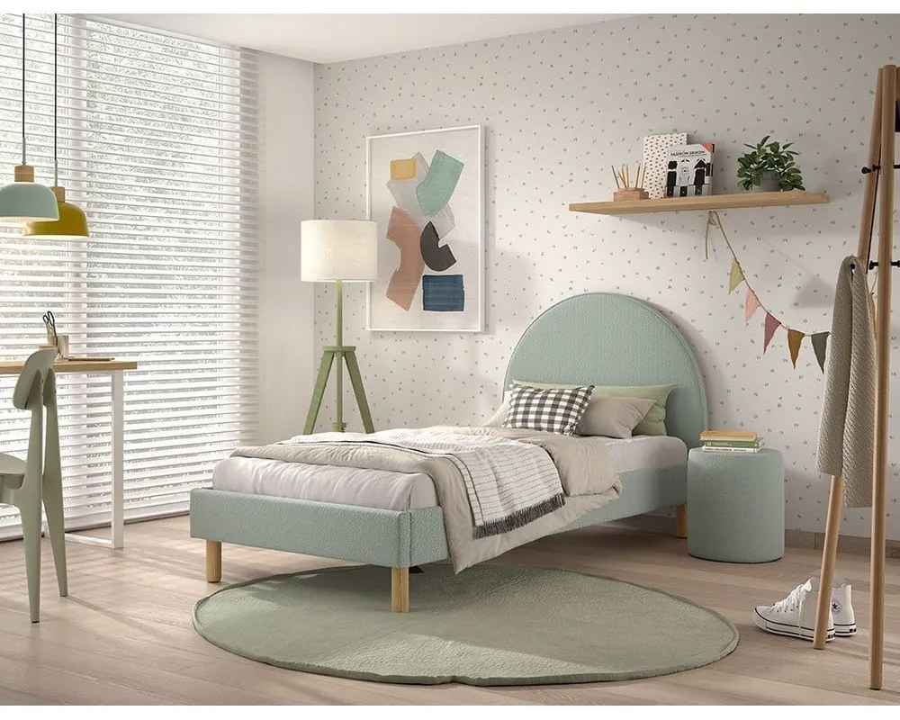 Zöld kárpitozott egyszemélyes ágy ágyráccsal 90x200 cm MOON – Vipack