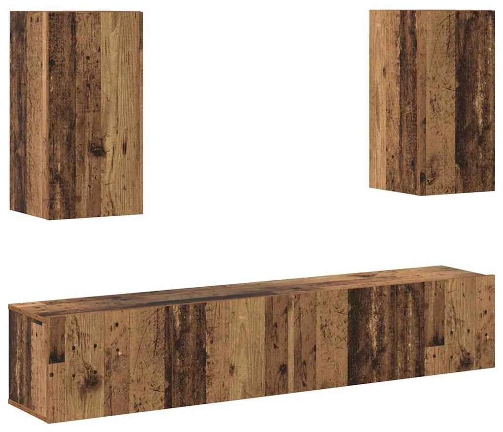 TV szekrény garnitúra 4 pcs Régi fa 160 x 30 x 30 cm Faanyag