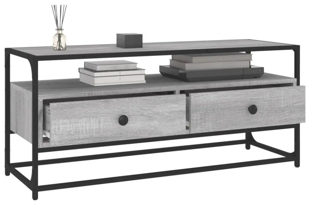 szürke sonoma színű szerelt fa TV-szekrény 100 x 35 x 45 cm