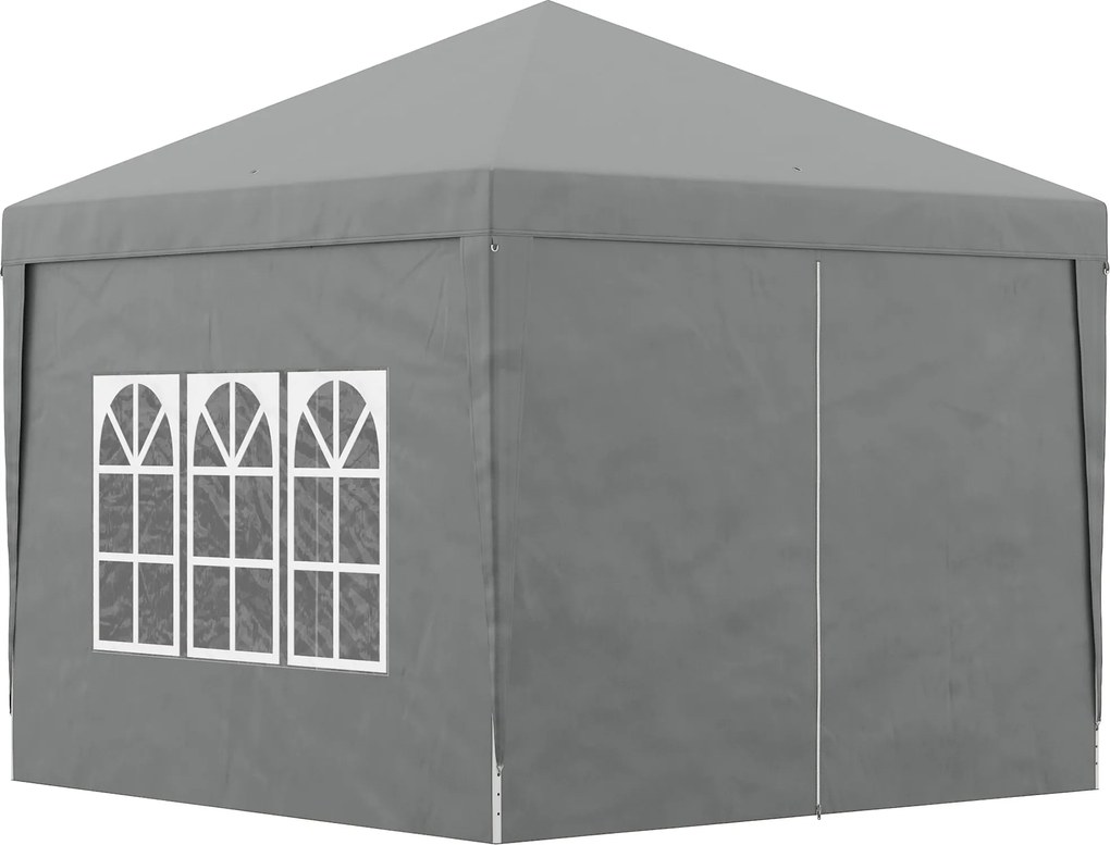 Outsunny 3x3 m-es Összecsukható Kerti Pavilon 2 Ajtóval, 2 Ablakkal, 4 Oldalpanellel és Hordtáskával, Acél és Oxford Szövet | Aosom