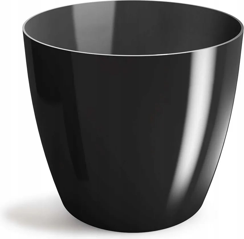 Virágtartó műanyag növénytakaró 18 cm átmérő fekete fényes