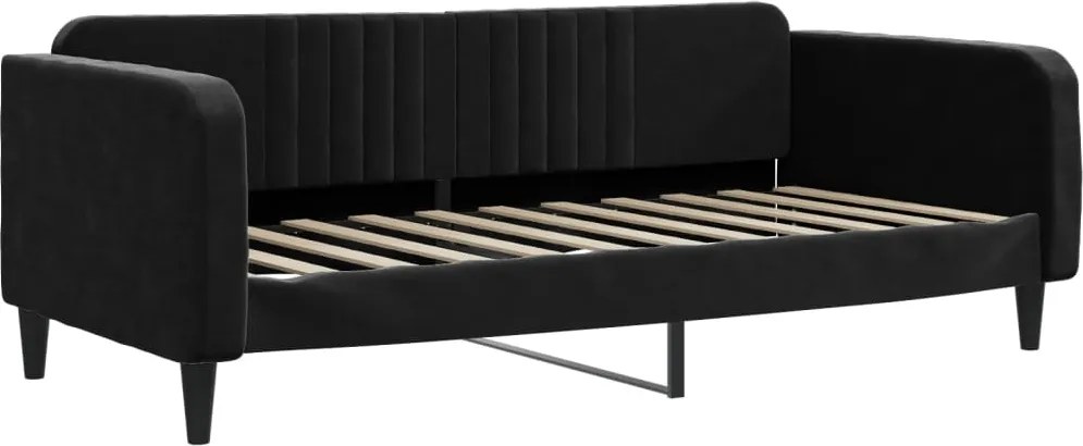 vidaXL fekete bársony kanapéágy 90 x 190 cm