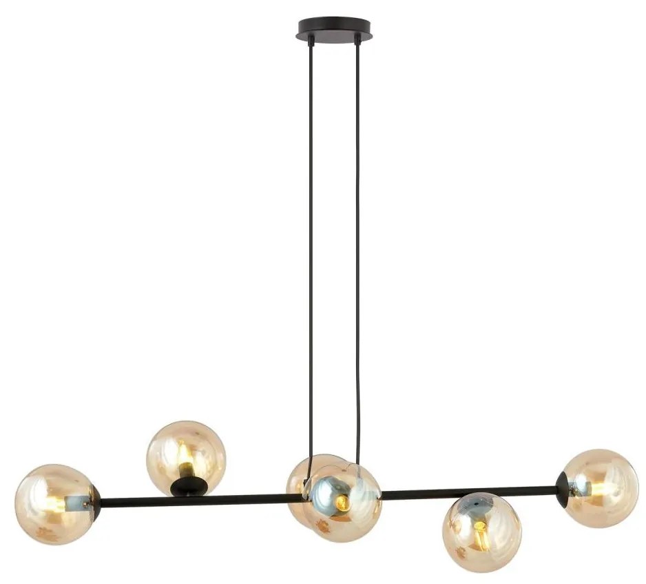 Csillár zsinóron ROSSI 6xE14/10W/230V fekete/bézs