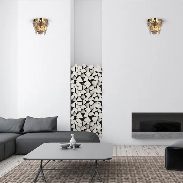 Kristály fali lámpa GRACE 2xE14/40W/230V arany