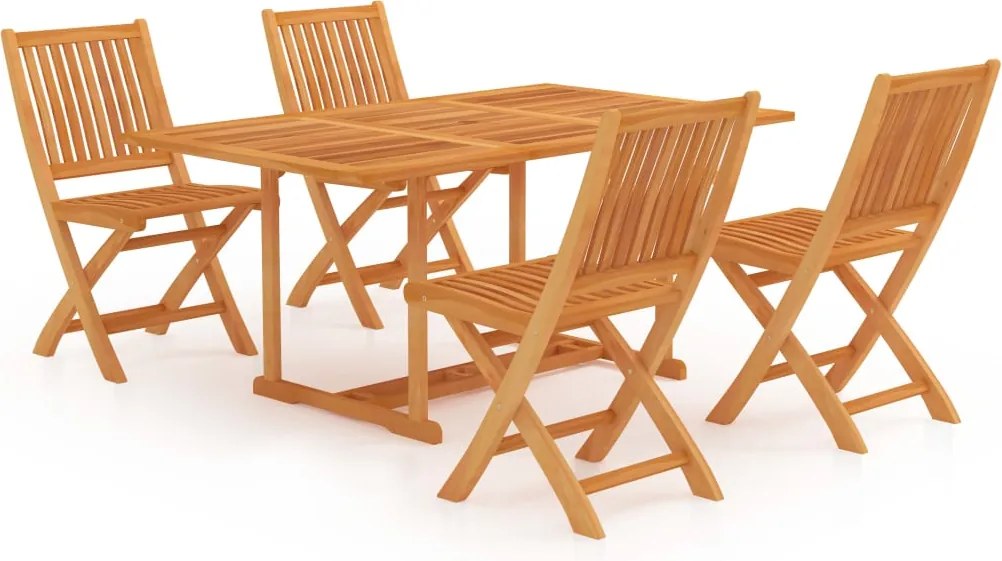 vidaXL 5 részes tömör tíkfa kerti étkezőgarnitúra