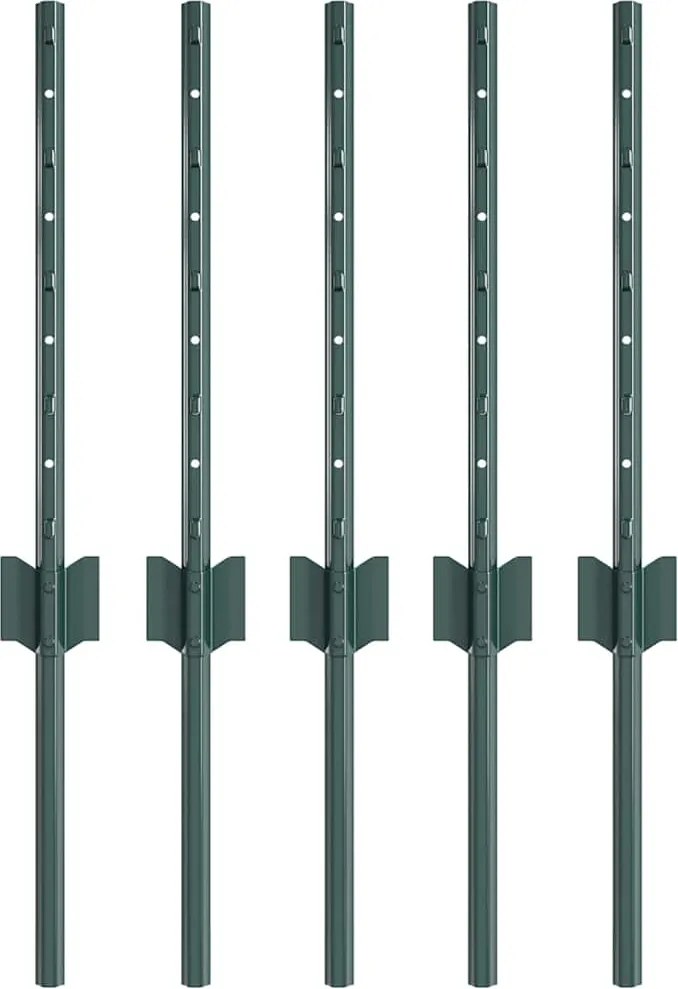 vidaXL Kerítésoszlop 5 pcs Zöld 80 cm Acél