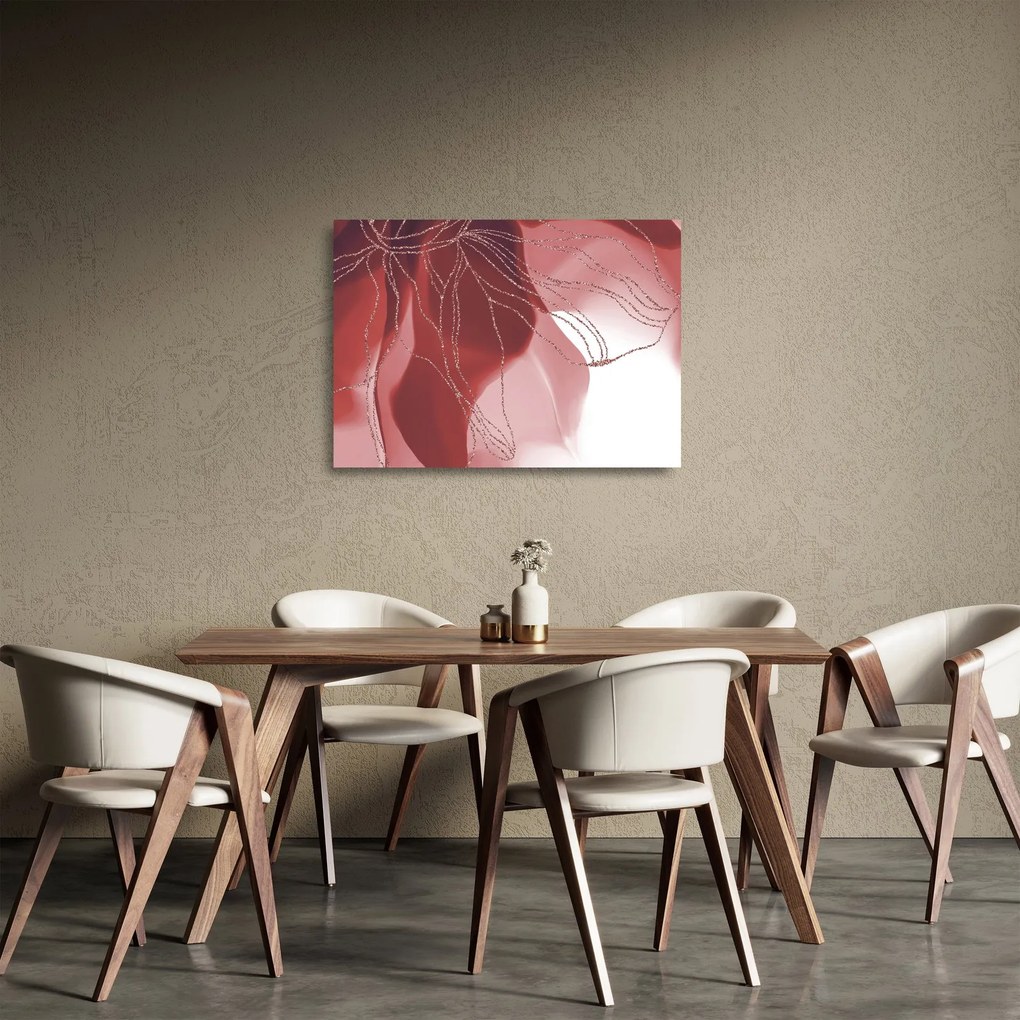 Üveg kép - Piros absztrakt virág N⁰1 (70x50 cm)