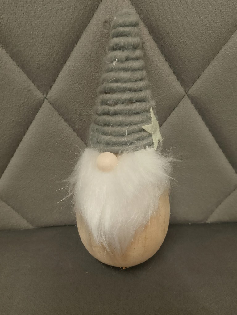 Karácsonyi fa manó figura fából ajándék karácsony szürke