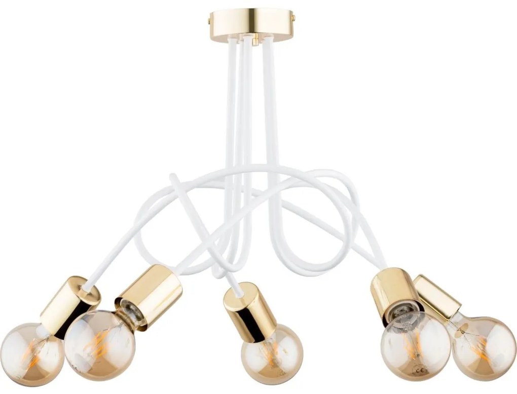 Felületre szerelhető csillár TANGO 5xE27/15W/230V fehér/arany