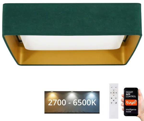 Brilagi-LED Dimmelhető VELVET SQUARE lámpatest LED/36W/230V Wi-Fi Tuya+távirányító zöld
