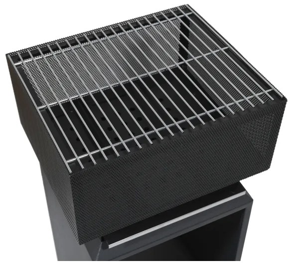 Hordozható fa tűzrakóhely rostéllyal fekete