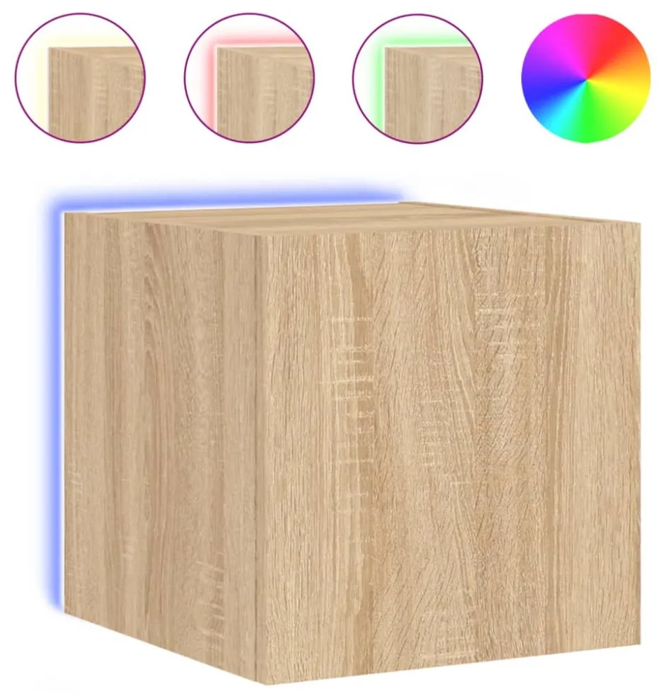 sonoma tölgy színű fali TV-szekrény LED-ekkel 30,5x35x30 cm