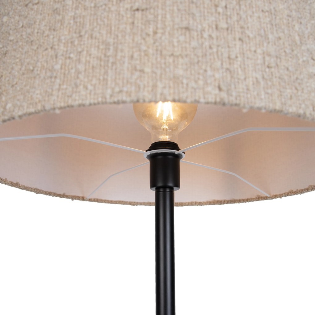 Modern állólámpa fekete bézs buklé árnyékolóval 50 cm - Simplo