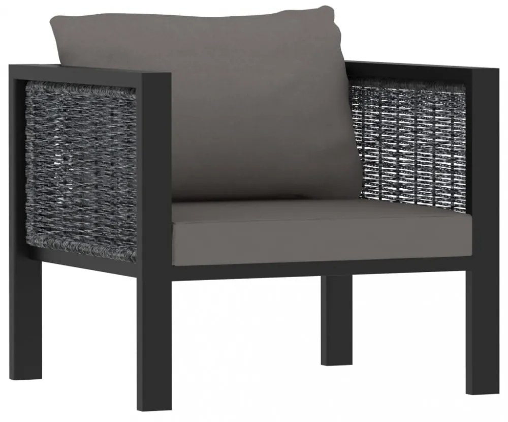 5 részes antracitszürke kerti polyrattan ülőgarnitúra párnákkal