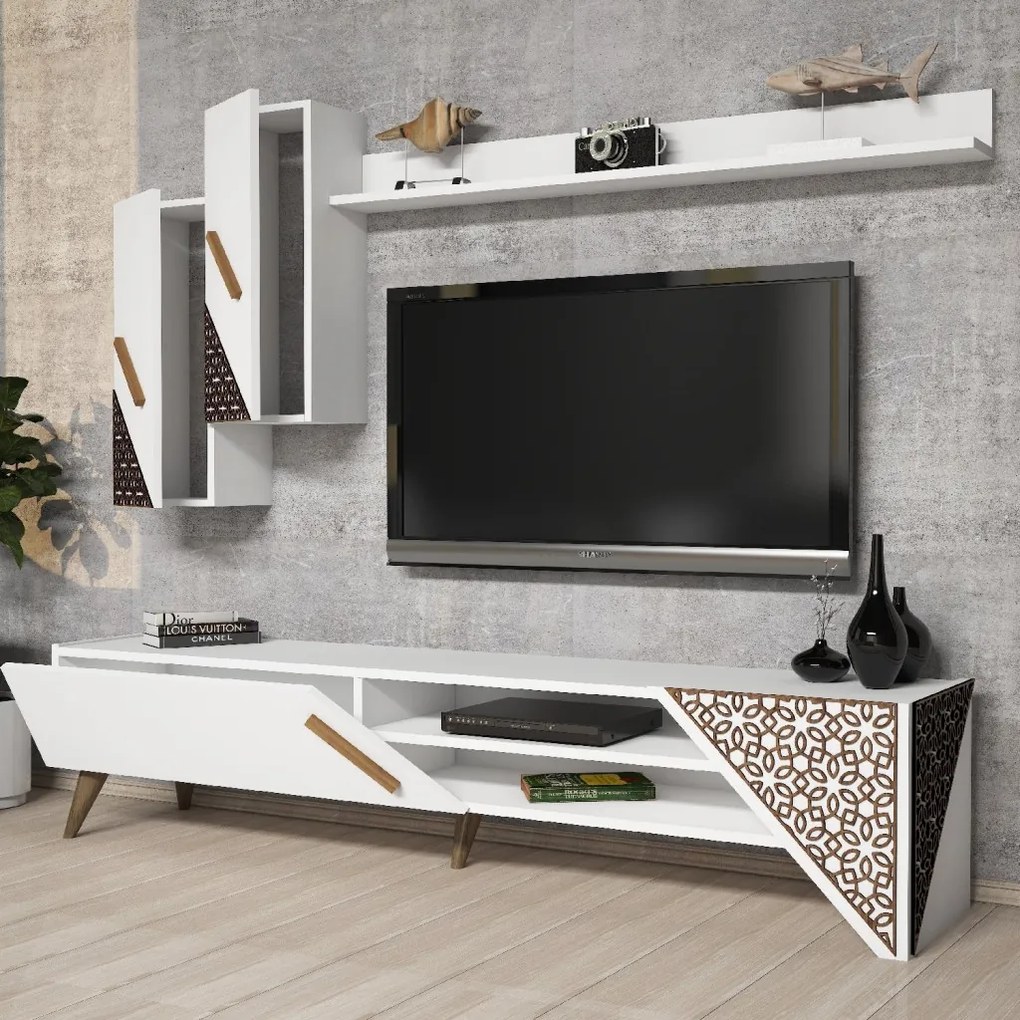 Beril TV-állvány, fehér, 180 cm – TR845HCT3001