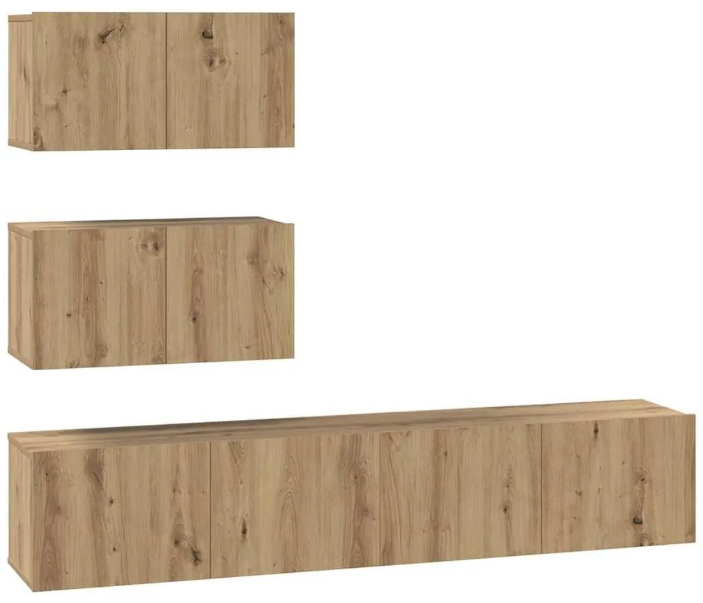 TV szekrény garnitúra 4 pcs kézműves tölgy 80 x 30 x 30 cm