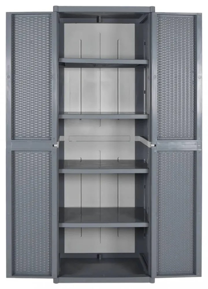 szürke PP rattan kerti tárolószekrény 65 x 45 x 172 cm