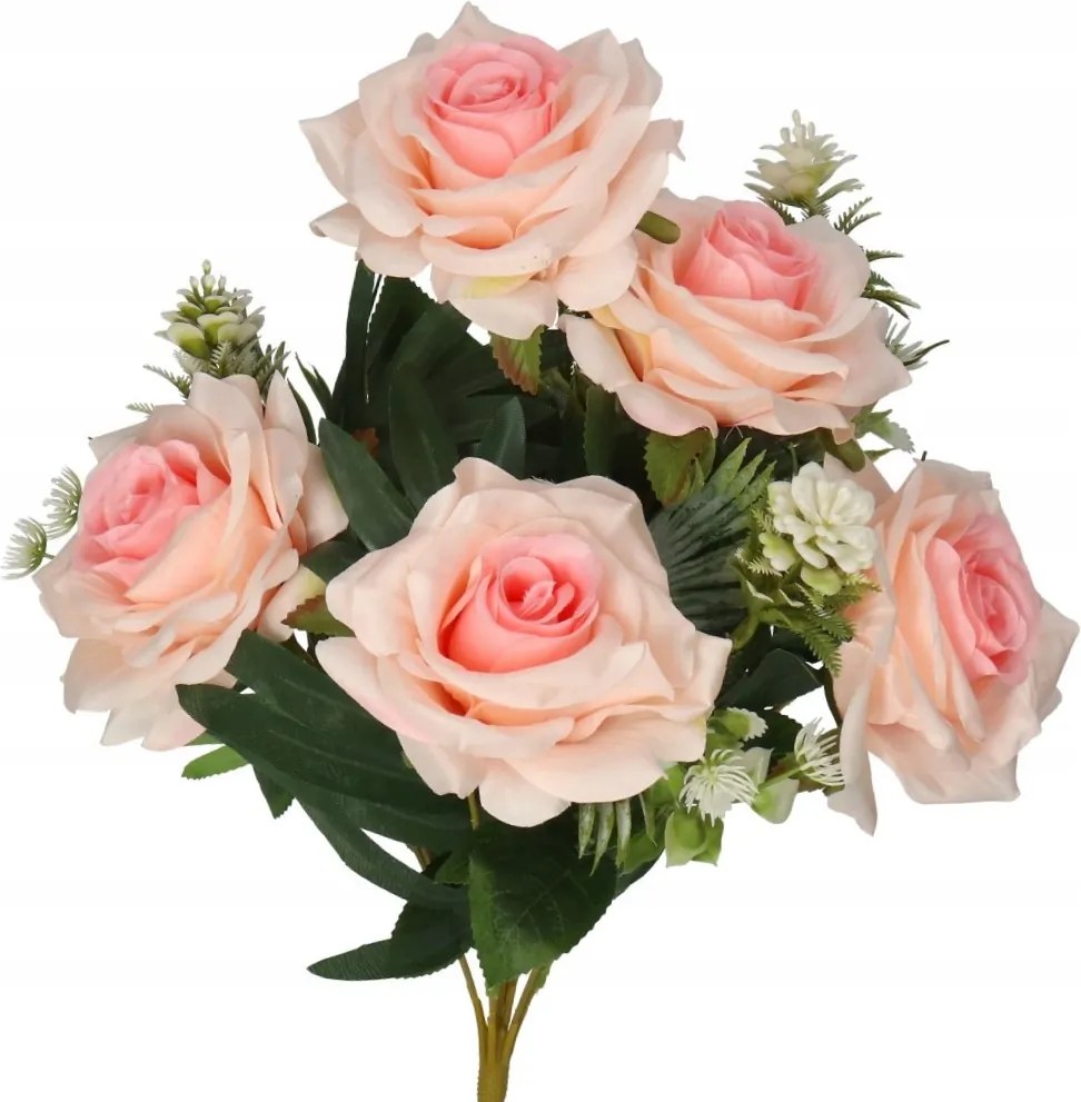 Rózsa Csokor Művirág Élő 49 CM Nagy Csokor Sűrű