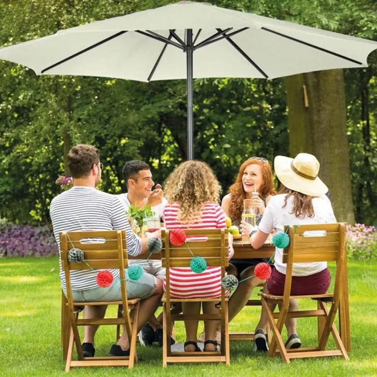 MIADOMODO Napernyő fogantyúval 250 cm krémszínű