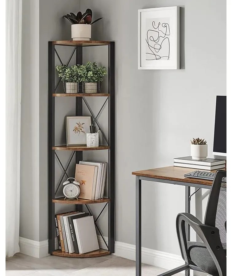 VASAGLE 5 szintes sarokpolc 160x30x30 cm barna és fekete színben