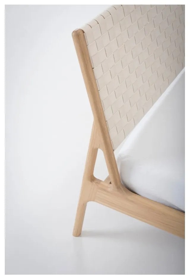 Fehér-natúr színű tölgyfa franciaágy 140x200 cm Fawn – Gazzda