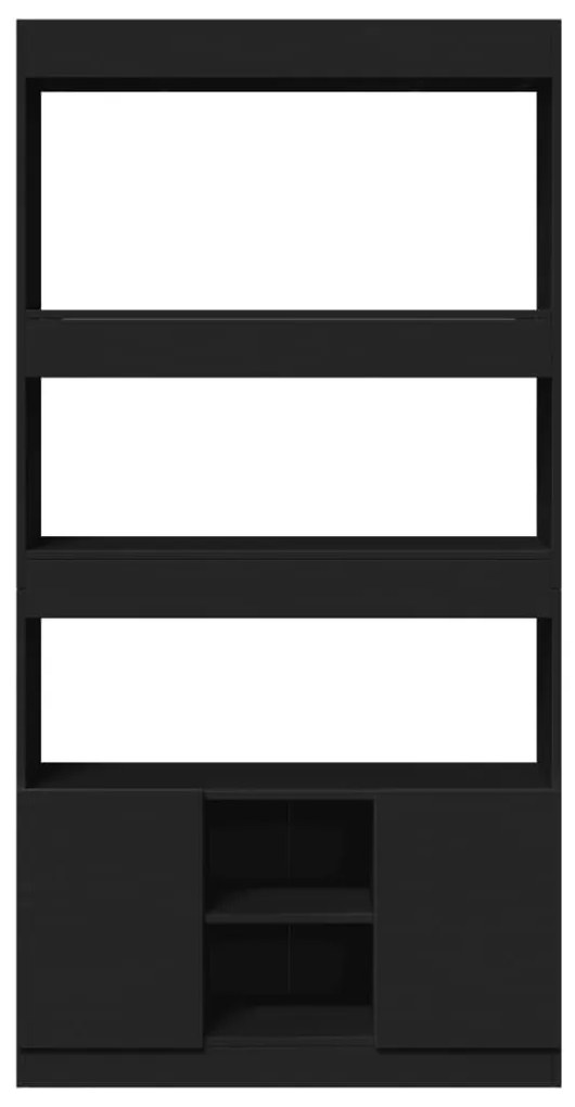 fekete szerelt fa magasszekrény 92 x 33 x 180 cm