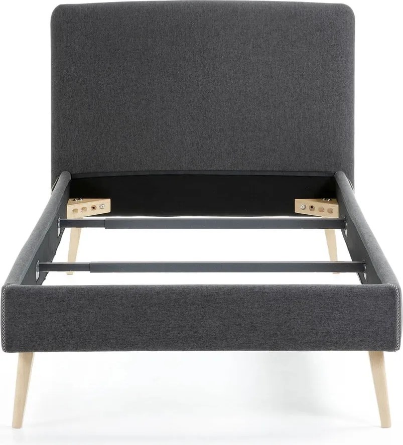 Lydia sötétszürke kárpitozott ágy, 90 x 190 cm - Kave Home