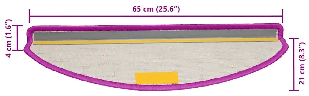 20 db lila, félkör alakú, nagy lépcsőszőnyeg 65 x 21 x 4 cm