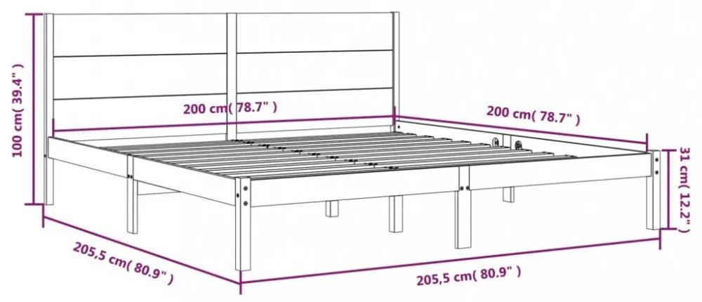 fehér tömör fenyőfa ágy matrac nélkül 200 x 200 cm