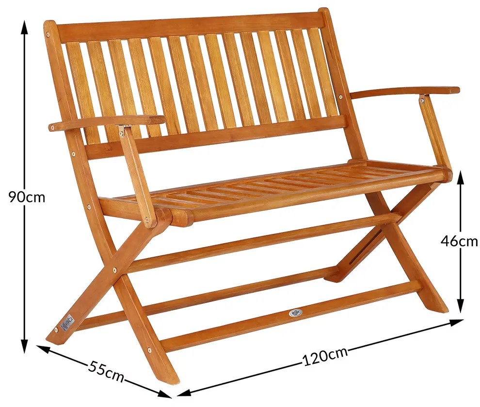 Deuba Összecsukható pad 120 cm - eukaliptusz
