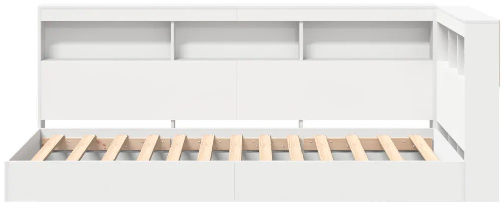 vidaXL Könyvespolcos Ágy fejtámlával Fehér 100 x 200 cm Faanyag