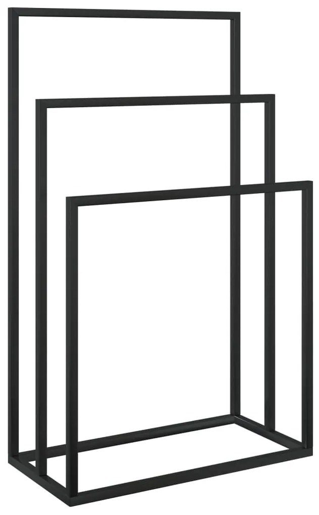Fekete vas szabadon álló törölközőtartó 48 x 24 x 79 cm