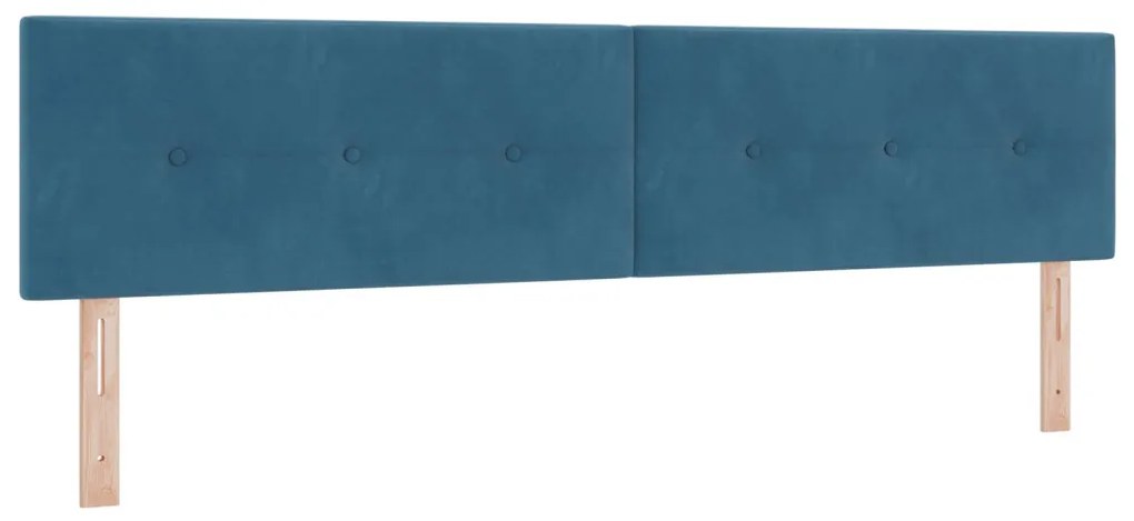 Boxspring Ágy Mattal Sötétkék 200x200 cm Bársony