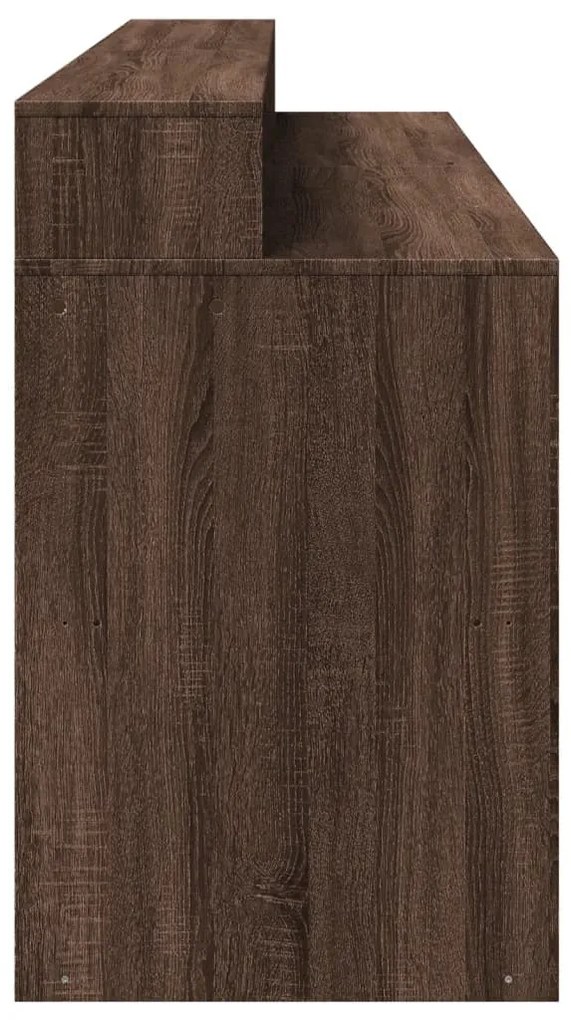 barna tölgy színű szerelt fa íróasztal LED-ekkel 200x55x91 cm