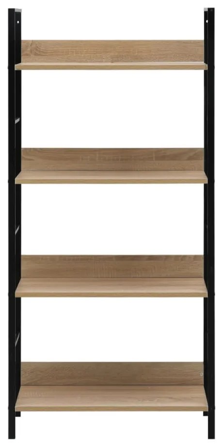 Intenso Home 4 szintes nyitott könyvespolc 60 x 126cm (Sonoma tölgy) | Univerzális tároló állvány fém lábakkal