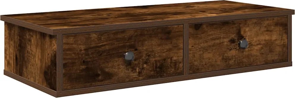 vidaXL Falipolc fiókokkal füstölt tölgy 80x31x17 cm műszaki fa