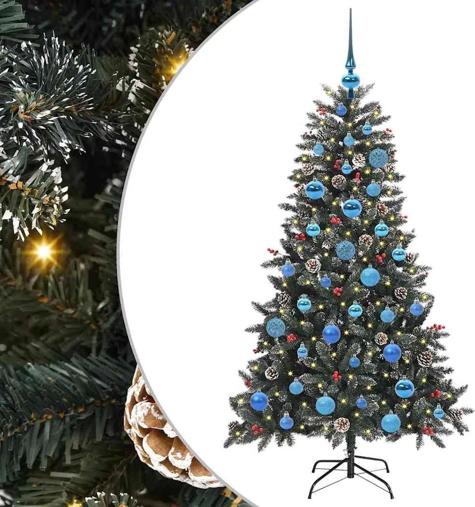 vidaXL Mű karácsonyfa 150 LED-del Zöld 150 cm PVC és Műanyag és Acél
