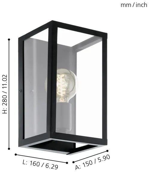 Eglo 49394 - Fali lámpa CHARTERHOUSE 1xE27/60W/230V