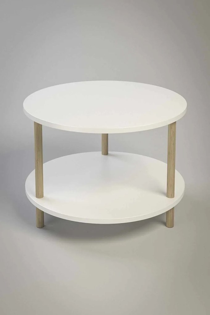 Dohányzóasztal, fehér, Ø60 cm – Peka-0008