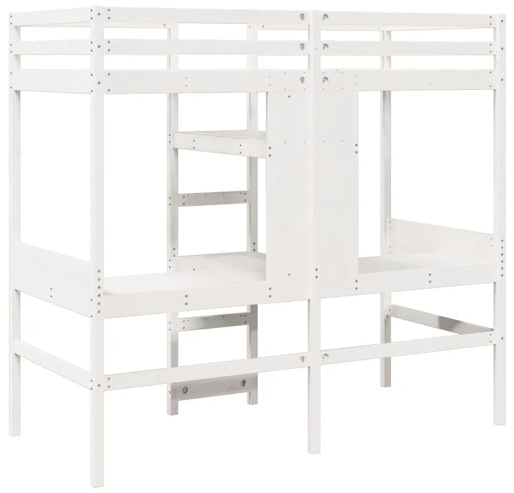 fehér tömör fenyő galériaágy-keret matrac nélkül 80 x 200 cm