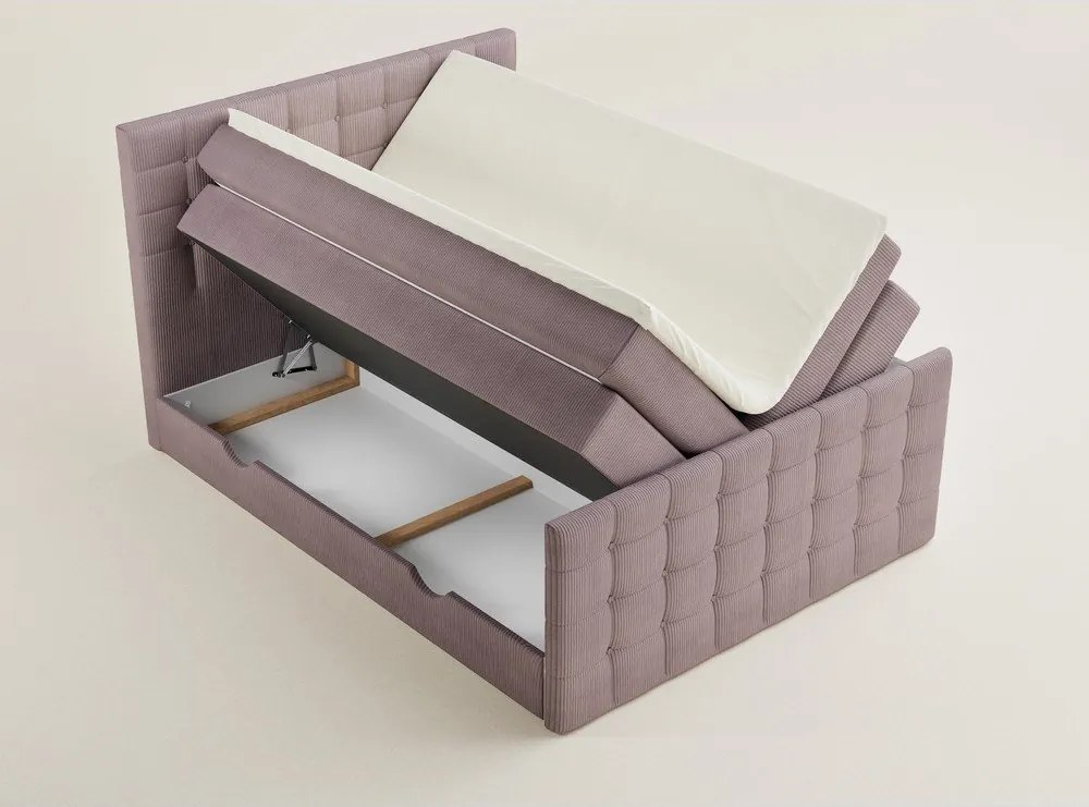 Lila ágyneműtartós boxspring ágy 200x200 cm Tasca – Maison de Rêve