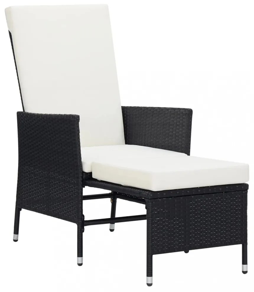 fekete dönthető háttámlás polyrattan kerti szék párnákkal