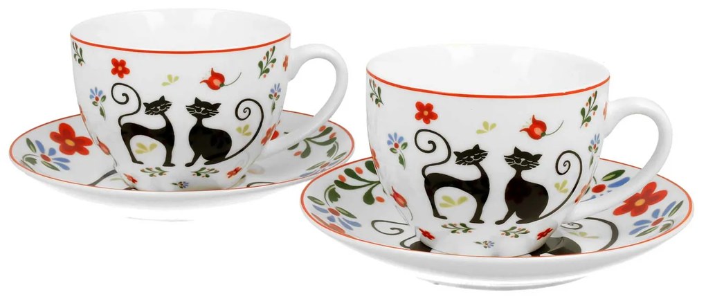 Cicás porcelán teás csésze aljjal két személyes 280 ml